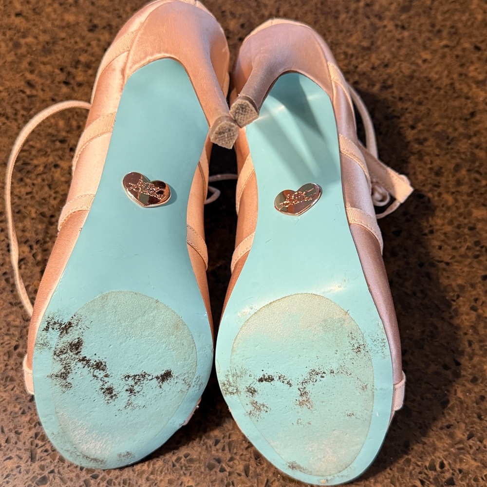 Blue by Betsey Johnson Mila caged champagne satin heels - Picture 6 of 10